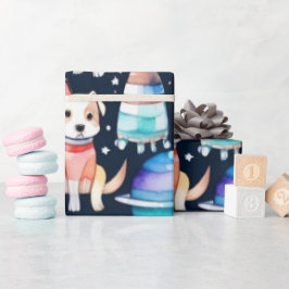 Papel De Presente Cães espaciais planetas, universo de galáxias