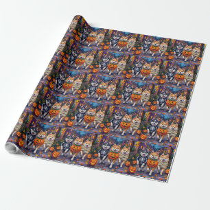 Papel De Presente Cães Esquimós Americanos no Halloween