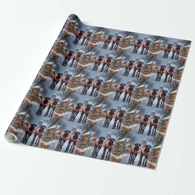 Papel De Presente Cães Great Dane Natal Neve Férias (Desenrolado)