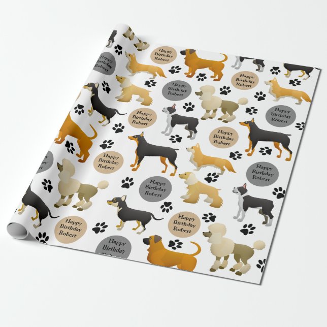 Papel De Presente Cães Personalizados (Desenrolado)