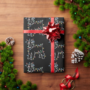 Papel De Presente Cães Schnauzer Árvore Natal Pet Animal Cão