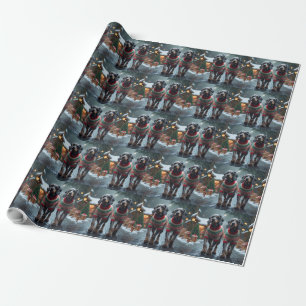 Papel De Presente Cães Wired Haired Pointing Griffon Natal Neve
