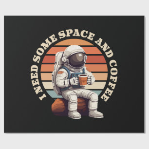 Papel De Presente Café Bebendo astronauta