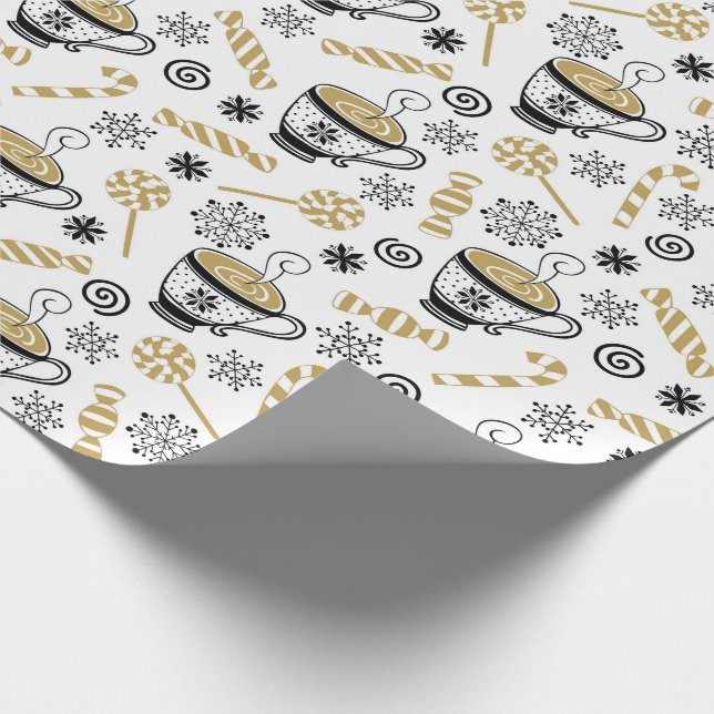 Papel De Presente Café branco preto Dourado de Natal (Ponta)