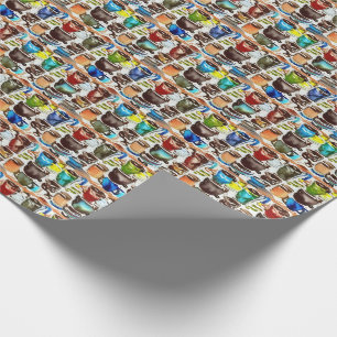 Papel De Presente Café Castanho Copas Abstrato Padrão de Aquarela