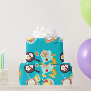 Papel De Presente Café da Manhã Delicioso Panquecas Ovos Café