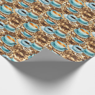 Papel De Presente Café E Padrão De Aquarela De Feijão