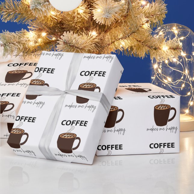 Papel De Presente Café Me Faz Feliz Café (Feriados)