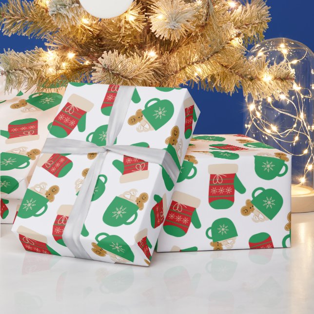 Papel De Presente Café Natal Latão e Gingerpão Festivo Luva (Feriados)