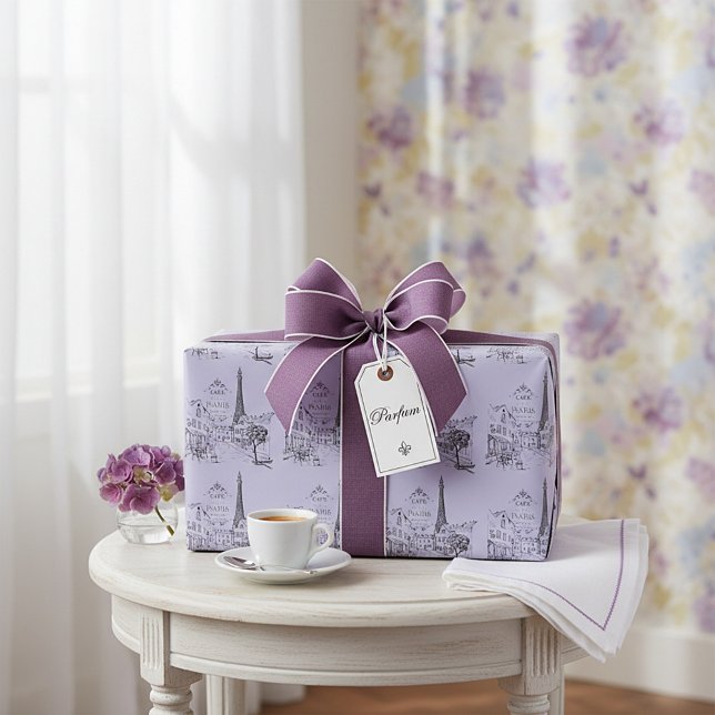 Papel De Presente Cafe Paris com cor de fundo personalizada (Criador carregado)