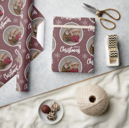 Papel De Presente Café Personalizado Feliz Natal Um Círculo Foto