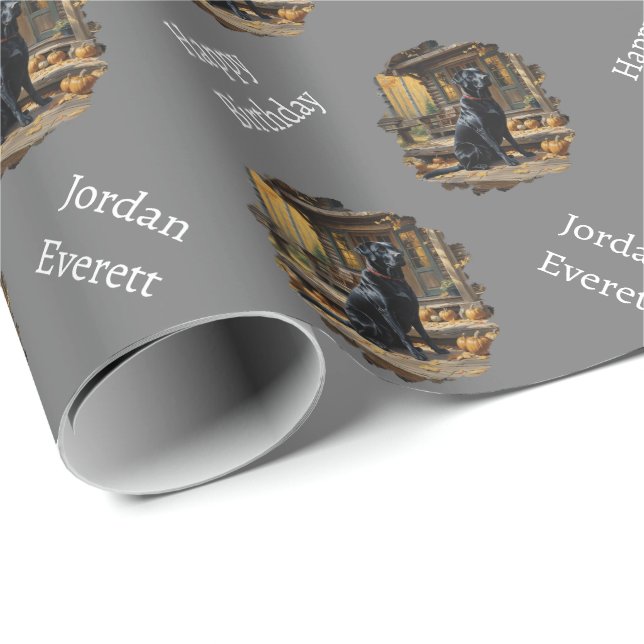 Papel De Presente Café preto Labrador Retriever Log Cabine (Ponta do rolo)