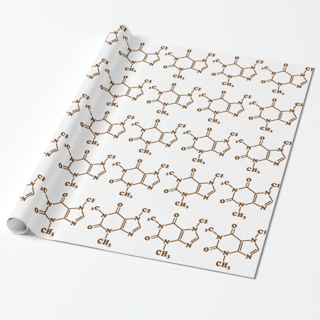 Papel De Presente Cafeína - Café - Fórmula Química Molecular (Desenrolado)