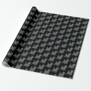 Papel De Presente Cairn Terrier Dog Yellow & Black Grid Line