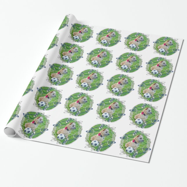 Papel De Presente Cairn Terrier Futebol (Desenrolado)