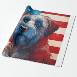 Papel De Presente Cairn Terrier Patriótico Bandeira Americana