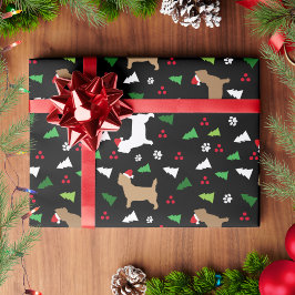 Papel De Presente Cairn Terriers Santa Hats Natal Black