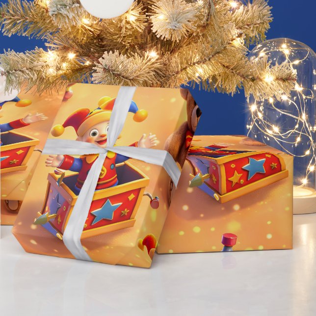 Papel De Presente Caixa de brinquedos dourada embrulho premium (Feriados)