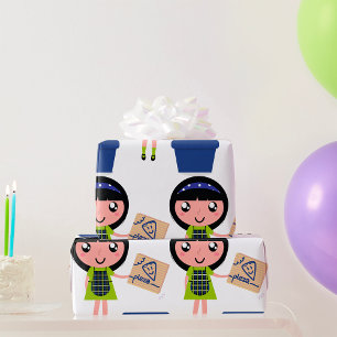 Papel De Presente Caixa de pizza Reciclagem de garota divertida eco-