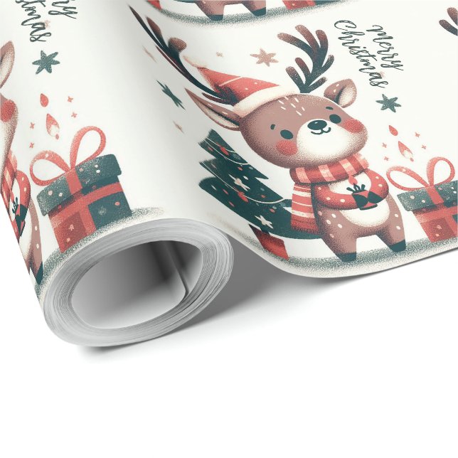Papel De Presente Caixa de presente de Papais noeis de Natal (Ponta do rolo)