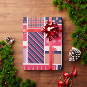 Papel De Presente Caixa de Presente Vibrante com Padrão de Colagem