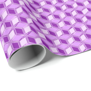 Papel De Presente Caixas 3d cromo - violeta roxa