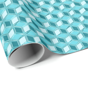 Papel De Presente Caixas de 3 d crômio - turquesa / aqua