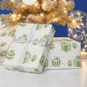 Papel De Presente Caixas De Presente De Bolinhas Verde E Branco E Xa