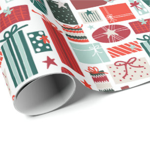 Papel De Presente Caixas de Presente de Natal com Estrelas, Fitas e