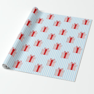 Papel De Presente Caixas de Presente Vermelhas Fofo Faixa Azul Claro