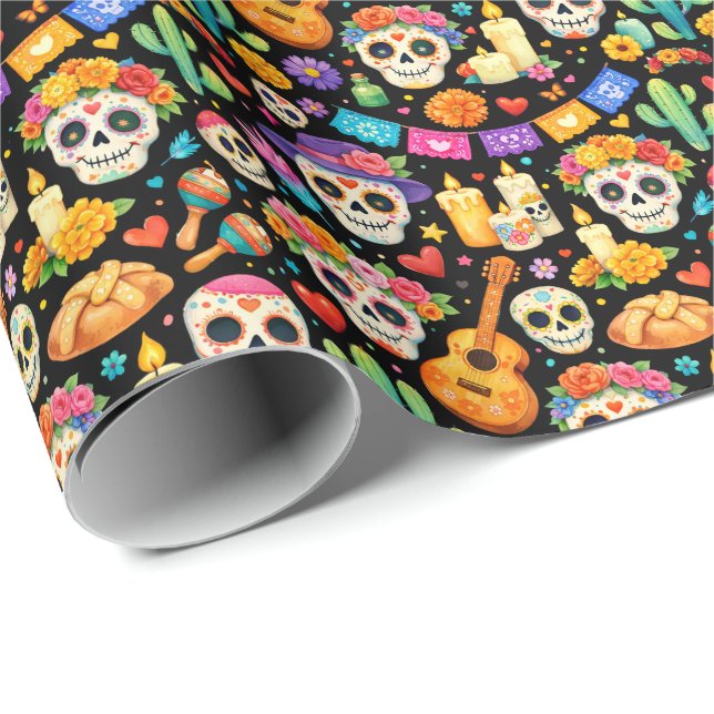 Papel De Presente Calavera Night Fiesta  (Ponta do rolo)