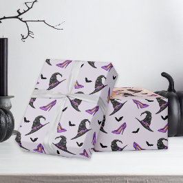 Papel De Presente Calçados De Chapéu De Bruxas E Padrões De Hallowee