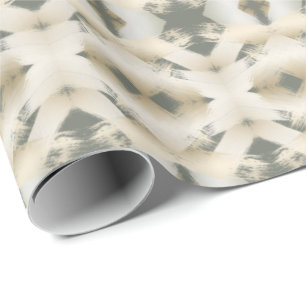 Papel De Presente Caleidoscópio de Natal Dourado Traços de Pincel