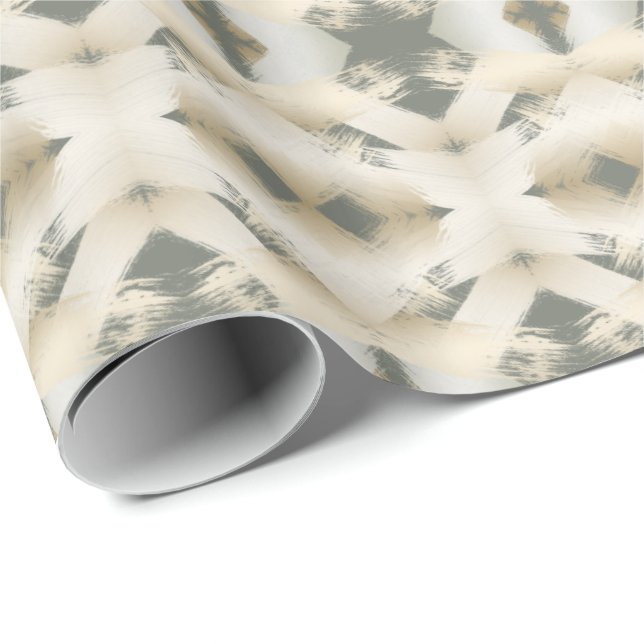 Papel De Presente Caleidoscópio de Natal Dourado Traços de Pincel (Ponta do rolo)