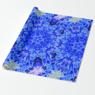 Papel De Presente Caleidoscópio Design Azul Roxo Arte Floral