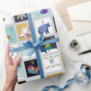 Papel De Presente Calendário de Advento Natal