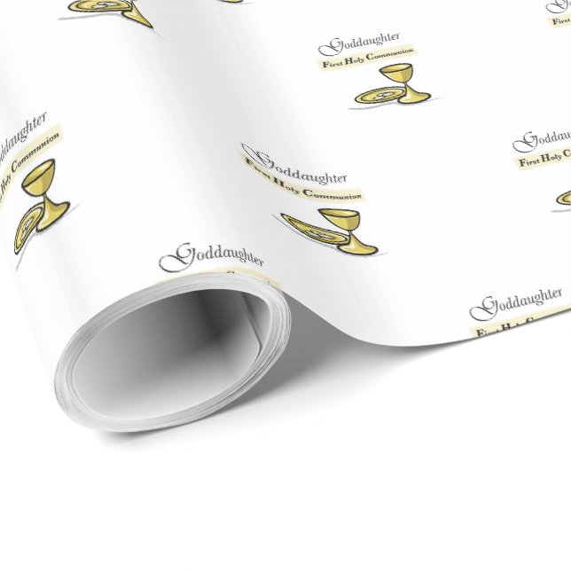 Papel De Presente Cálice da Primeira Comunhão da Afilhada (Ponta do rolo)