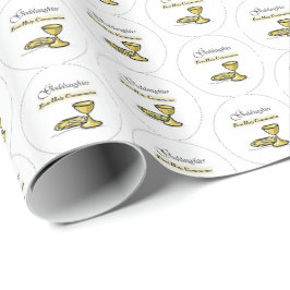 Papel De Presente Cálice da Primeira Comunhão da Afilhada Personaliz