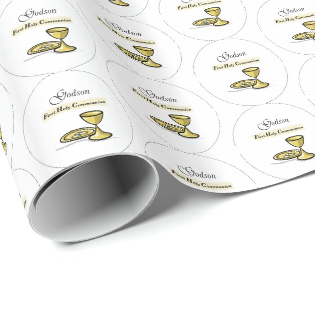 Papel De Presente Cálice da Primeira Comunhão do Afilhado Personaliz (Ponta do rolo)