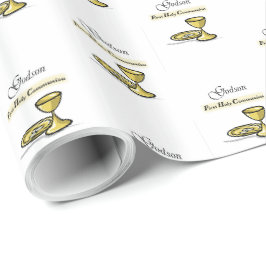 Papel De Presente Cálice da Primeira Comunhão do Afilhado Personaliz