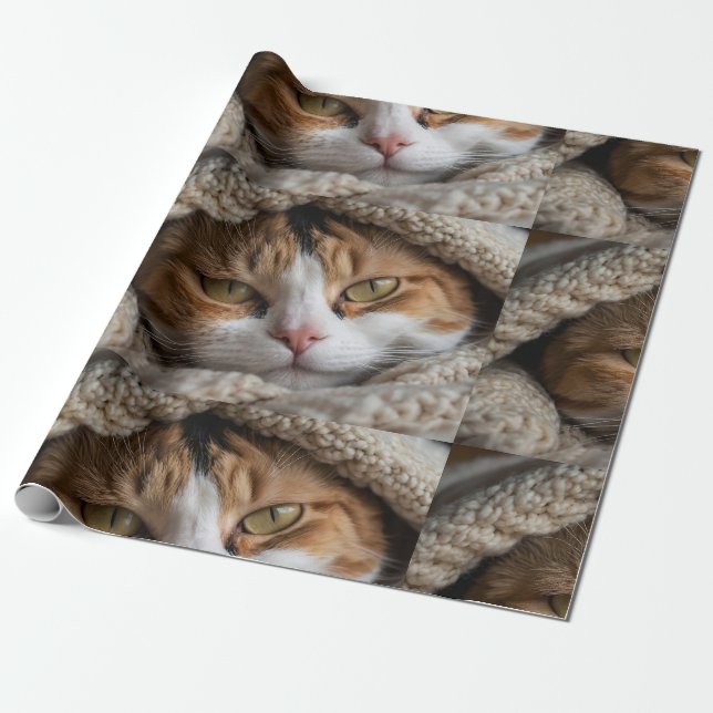 Papel De Presente Calico Cat e Blanket (Desenrolado)