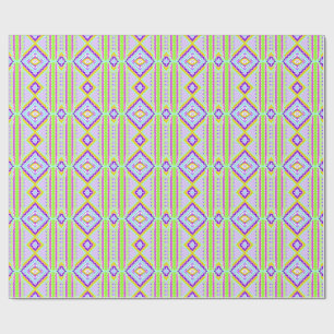Papel De Presente Calidoscópio Sonhos Tribais Neon