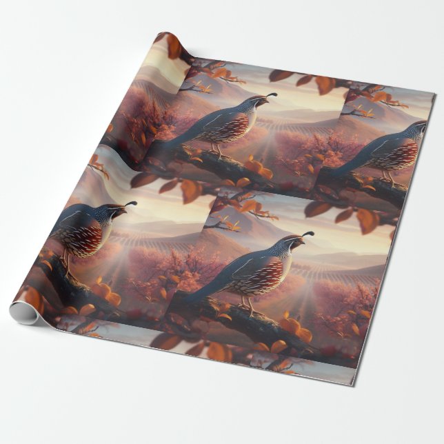 Papel De Presente California Quail Bird Art Willife Nature (Desenrolado)