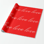 Papel De Presente Caligrafia Amor Casamento Branco Vermelho Único<br><div class="desc">Você pode facilmente alterar as fontes e as cores. Você também pode adicionar seu logotipo e a imagem de fundo como desejar.</div>