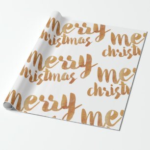 Papel De Presente Caligrafia de bronze Feliz Natal