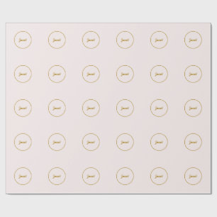 Papel De Presente Caligrafia Elegante Cor Dourada e Pastel Nome Simp