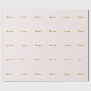 Papel De Presente Caligrafia Elegante Cor Dourada e Pastel Nome Simp