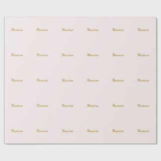 Papel De Presente Caligrafia Elegante Cor Dourada e Pastel Nome Simp