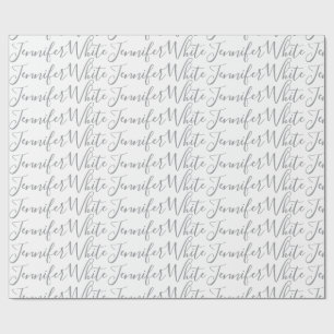 Papel De Presente Caligrafia Elegante Ousada Retro Cinza Branco Nome