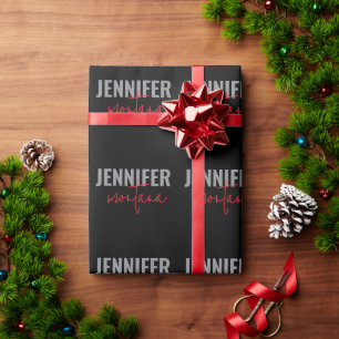 Papel De Presente Caligrafia Elegante Simples Adicionar Nome Próprio